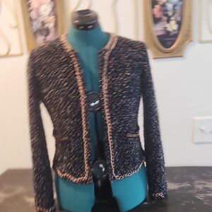 Leshop Black and Gold Tweed Blazer
